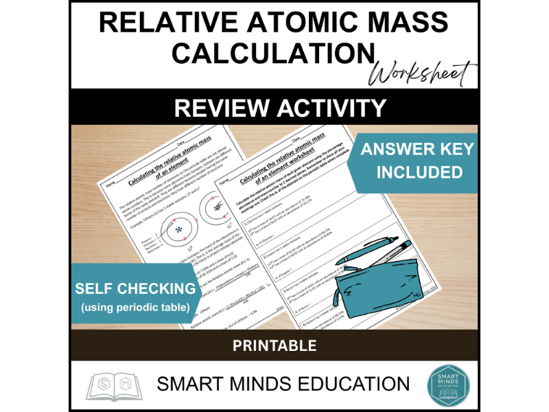 RELATIVE ATOMIC MASS CALCULATION WORKSHEET SELF CHECKING REVIEW ACTIVITY