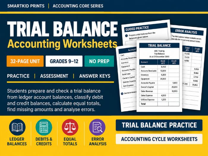 Trial Balance Accounting Worksheets