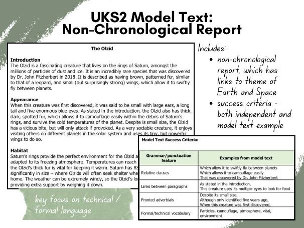 UKS2 Model Text - Non-Chronological Reports