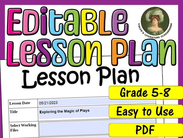 Plays Analysis : Editable Lesson Plan for Middle School