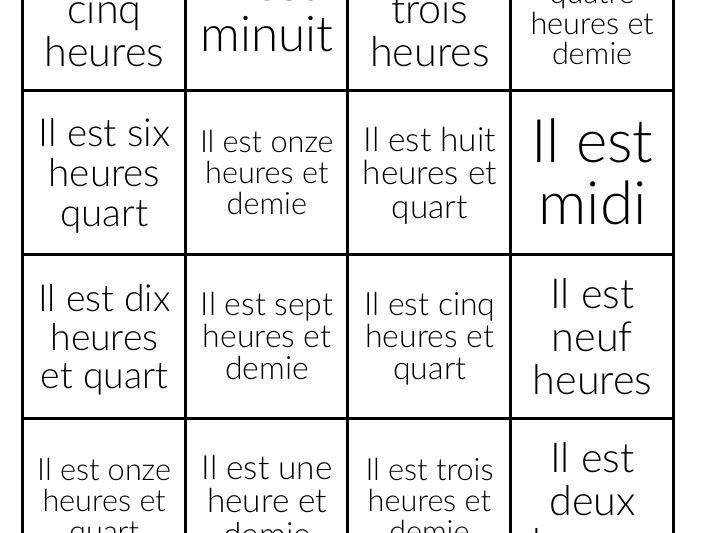 Bingo - French l'heure