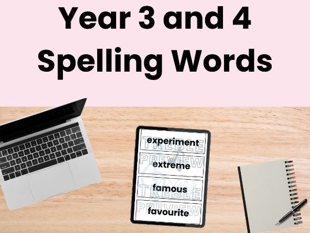 Year 3 and 4 Spelling Word Cards