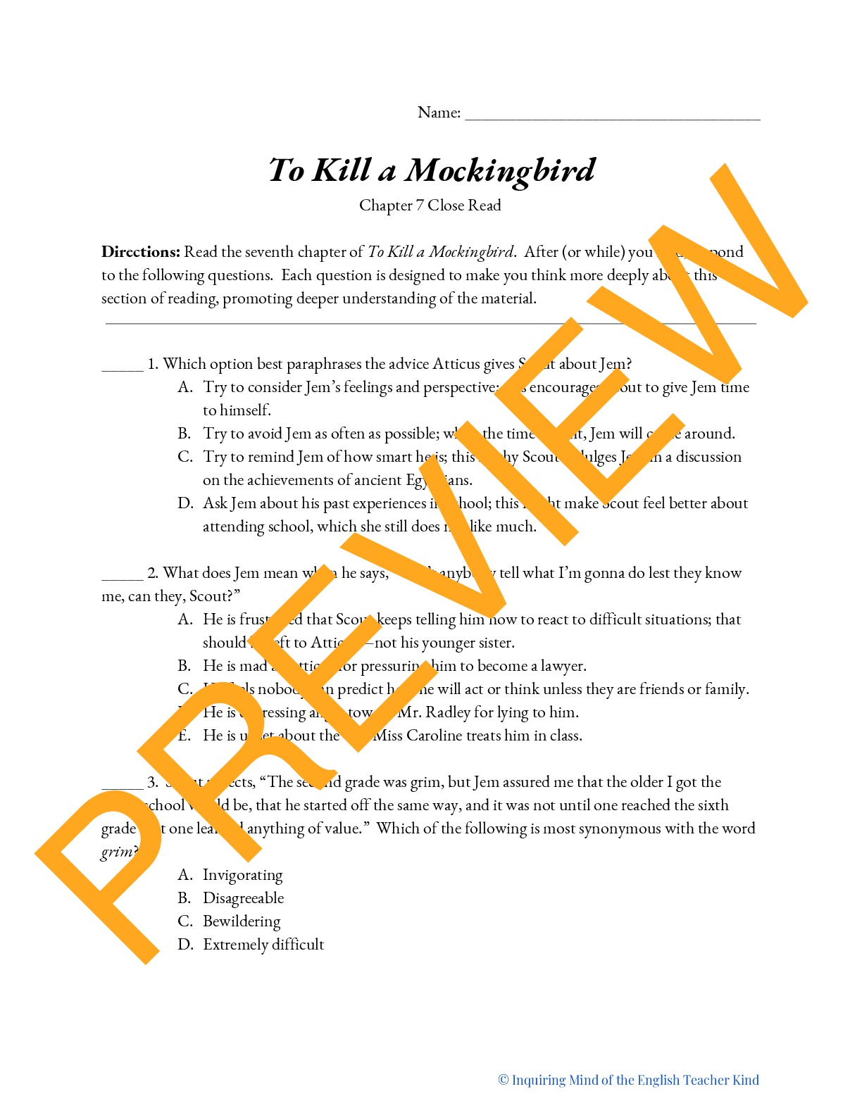 To Kill A Mockingbird Chapter 7 Summary