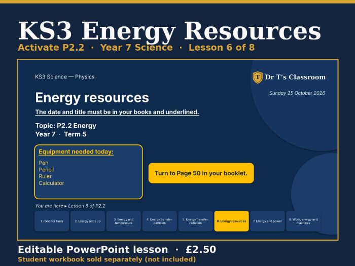 KS3 Activate P2.2 Energy: Energy Resources