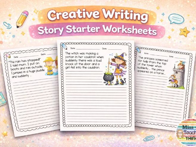 KS1/KS2 Literacy: Creative writing story starter worksheets