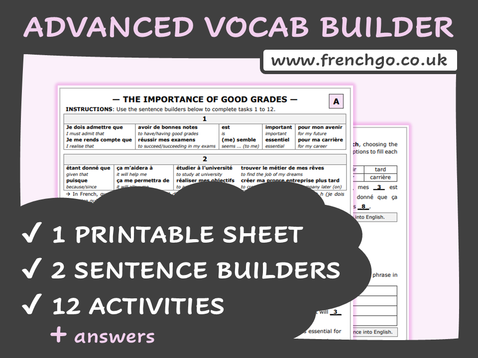 (2026) AQA GCSE French Vocabulary Builder — Importance of Good Grades