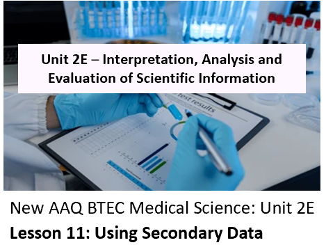 NEW: AAQ BTEC Medical Science Unit 2E Data and Reporting – Lesson 11