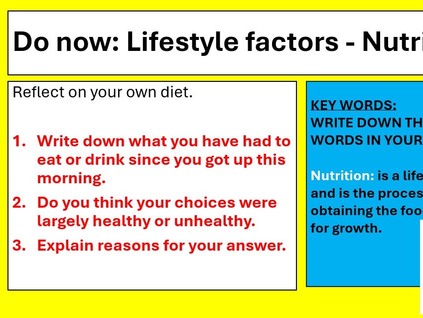 BTEC TECH AWARD Component 3 Health and Wellbeing Health & Social Care LESSON5
