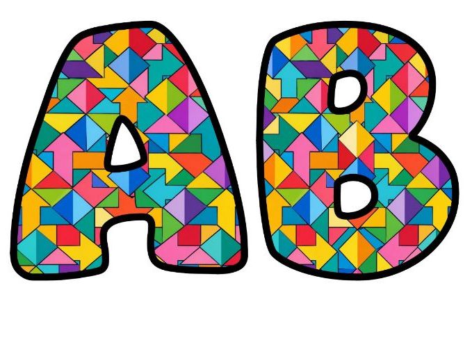 Geometric Triangle Mosaic Bubble Letters | Patterned Bulletin Board Letters | Classroom Display Pack