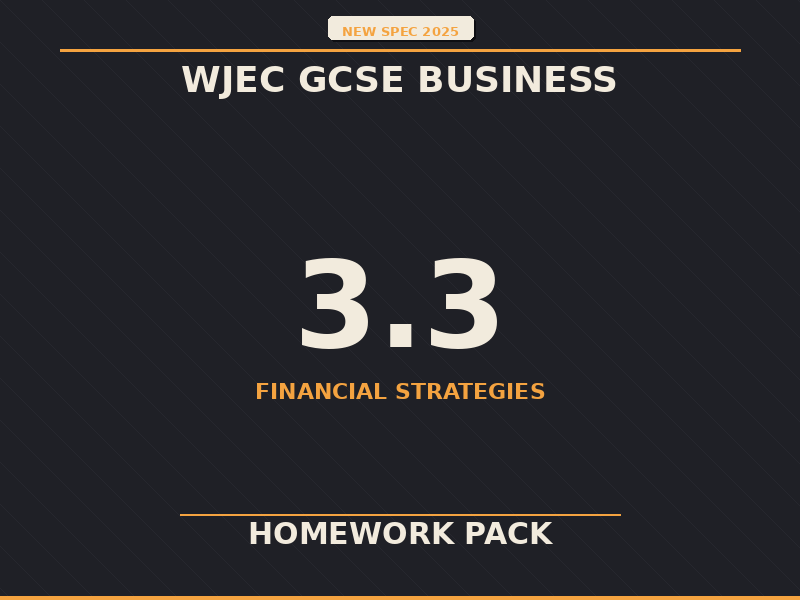 NEW SPEC 2025 WJEC GCSE Business – 3.3 Financial Strategies – HOMEWORK PACK