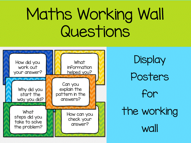 Maths Questions for Display- bright colours