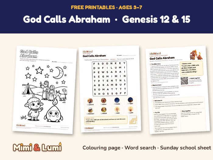 God Calls Abraham: free Bible printables for EYFS and KS1