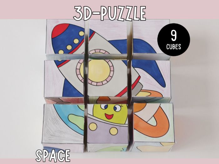 3D Space Cube Puzzle (9 Cubes)