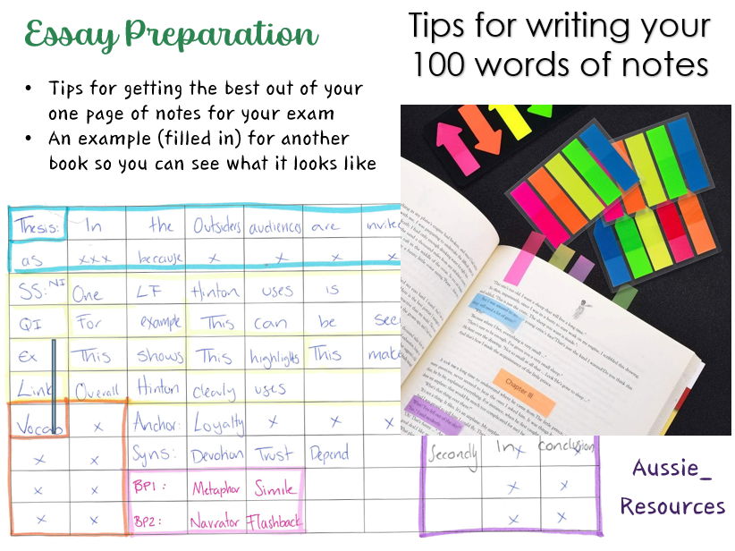 10 English – The Outsiders Novel Study – Assessment literacy lesson 7 - How to create your 100 words
