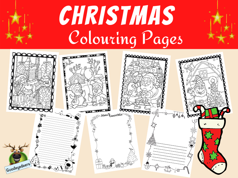 Christmas Colouring Pages and Writing Pages