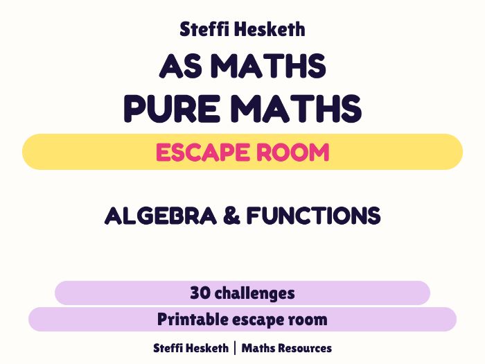 AS Level Algebra & Functions Escape Room | 30 A Level Maths Challenges
