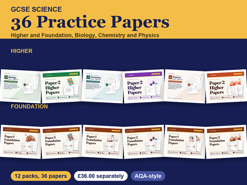 GCSE Science Practice Papers: Higher and Foundation, 36 Papers with Mark Schemes (AQA-style)