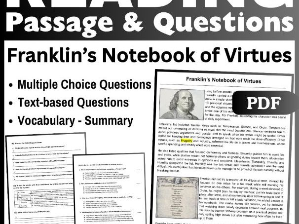 Benjamin Franklin's Notebook of Virtues: Social Studies Passage