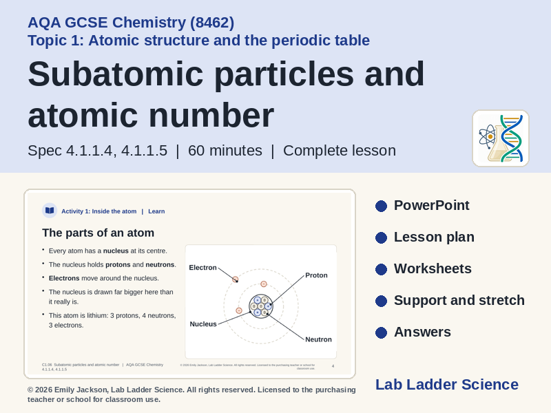 C1-06 Subatomic Particles: AQA GCSE Chemistry