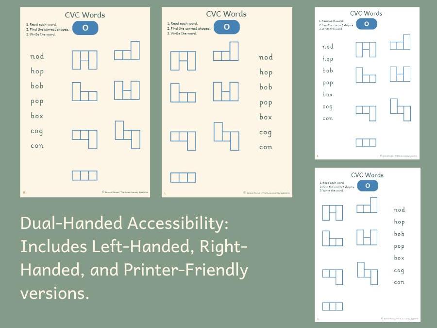 CVC Shape-Spelling Activity | Short o sound | Dual-Handed