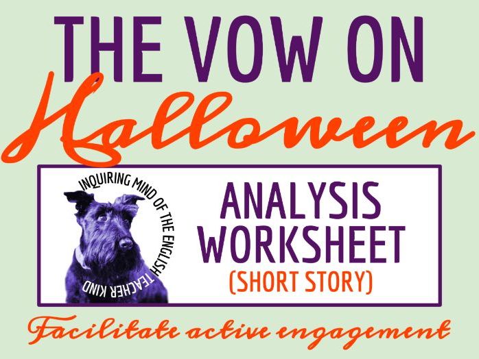 "The Vow on Halloween" Close Reading Analysis Worksheet | Supernatural Revenge Tale