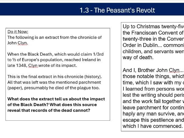 Power and the People GCSE AQA Lesson 3 - The Peasants' Revolt