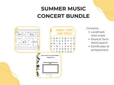 Summer Music Concert Bundle: Activity Sheets & Certificates