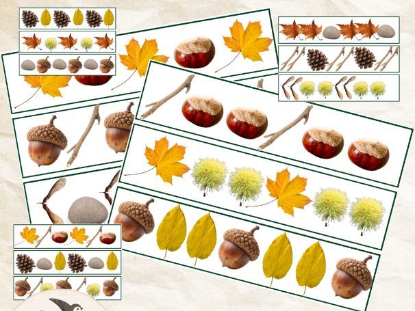 Autumn repeating pattern cards for Early Years