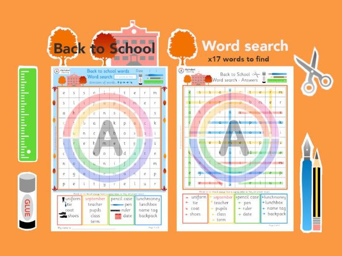 Wordsearch - Back to school words