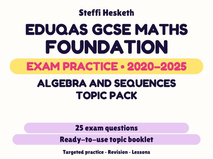 Eduqas GCSE Maths Foundation: Algebra and sequences topic pack Exam Questions | 2020-2025