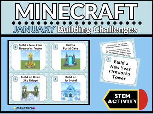 Minecraft January Building Challenges – STEM Activities Task Cards