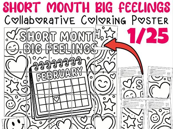 February Collaborative Coloring Poster | Short Month Big Feelings Activity