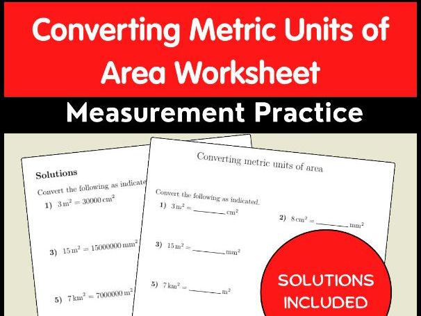 Converting Metric Units of Area Worksheet | Measurement Practice