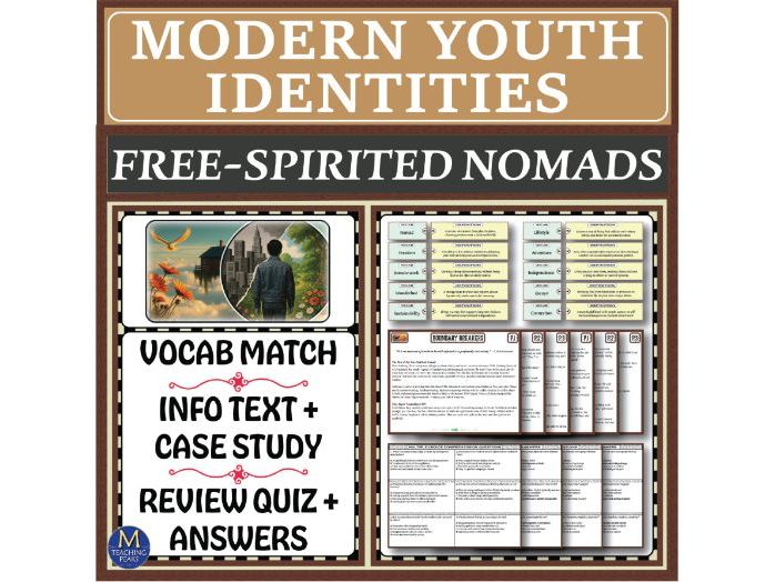 Modern Youth Identities Free-Spirited Nomads Reading & Case Study Activity ELA