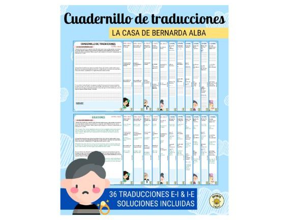 Cuadernillo de traducciones A Level La Casa de Bernarda Alba Translation Booklet En Sp & Sp