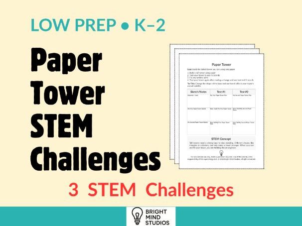 Primary Paper Tower STEM Challenge Bundle | 3 Height Test Activities for KS1 Learners
