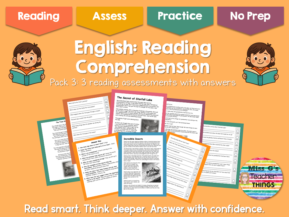 Year 3 Reading Comprehension Practice Papers | Pack 3 | 3 Texts + Answer Sheets