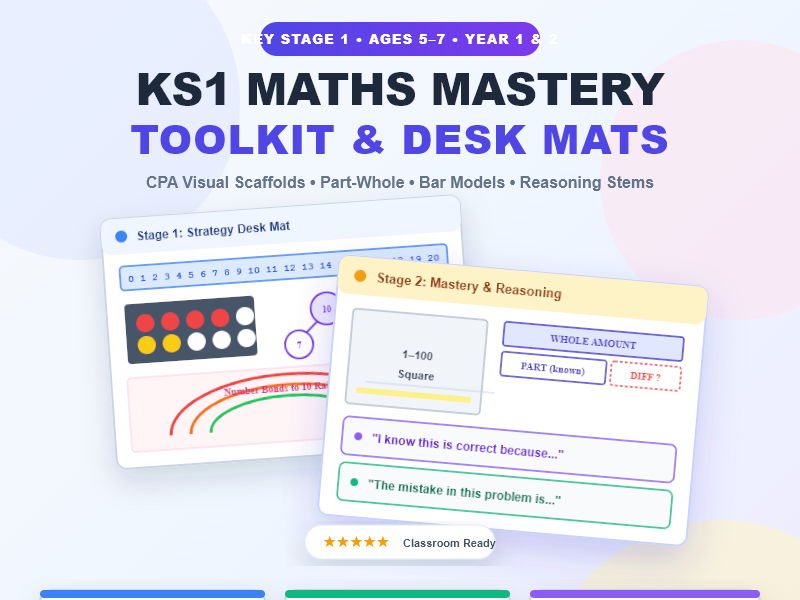 KS1 Maths Mastery Toolkit: Desk Mats, Reasoning Stems & Visual Scaffolds