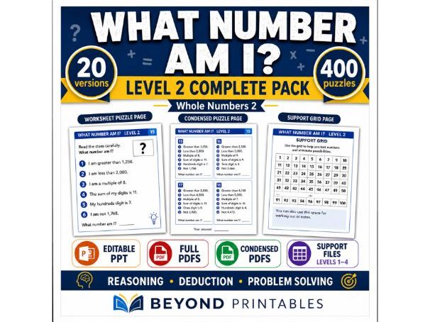What Number Am I? Level 02: Factors And Multiples Start | 20-Version Bundle