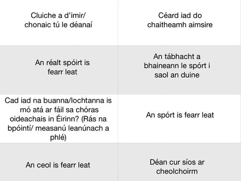Irish Oral revision topics