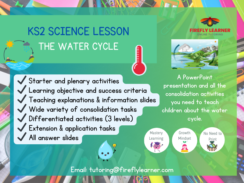 The Water Cycle - Science Lesson PowerPoint Presentation + Consolidation Activities (KS2)