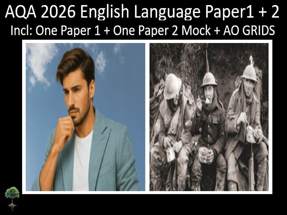 Two AQA 2026 GCSE English Language Paper 1 + 2 Mocks | AO GRIDS