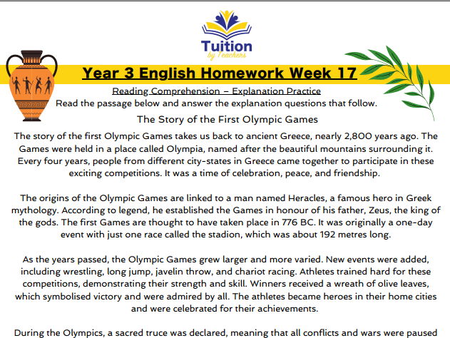 17. Year 3 - Reading Comprehension & SPaG