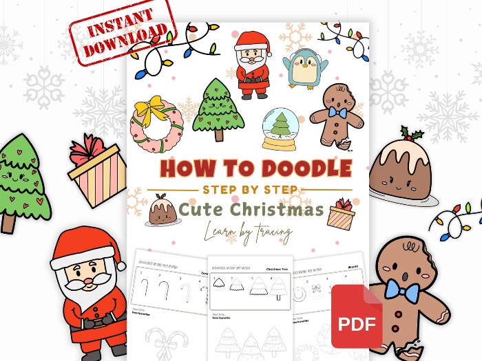 How to Doodle Cute Christmas Step by step