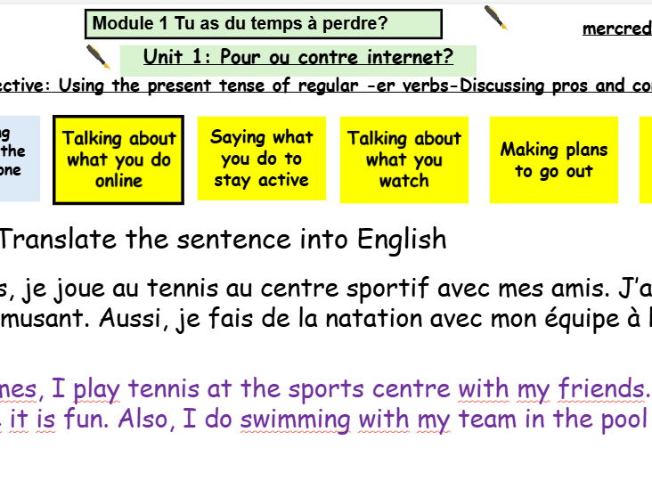 New French AQA Higher GCSE Complete Module 1 Tu as du temps à perdre.