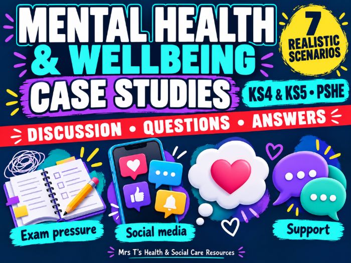 Mental Health & Wellbeing Case Studies | KS4 & KS5 PSHE | Real-Life Scenarios with Answers