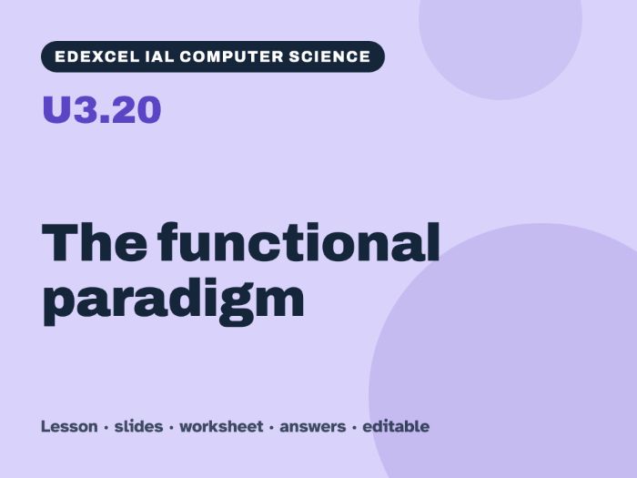Edexcel IAL Computer Science – U3.20 The functional paradigm – Lesson & Worksheet
