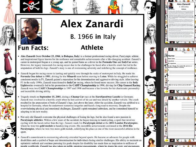 Alex Zanardi PACKET & ACTIVITIES, Important Historical Figures Series