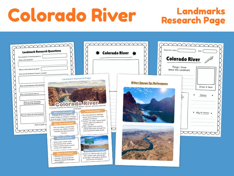 Colorado River Landmark Research Project | Geography Worksheets