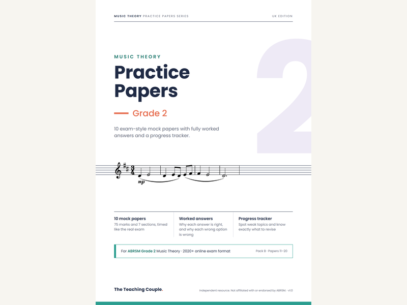 Grade 2 Music Theory Practice Papers – for ABRSM – Pack B (10 Mock Papers)